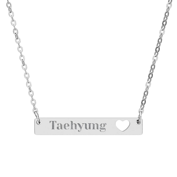 BTS Member Heart-Bar Necklace – Elegant K-Pop Jewelry