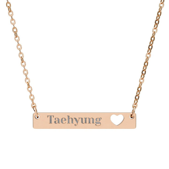 BTS Member Heart-Bar Necklace – Elegant K-Pop Jewelry