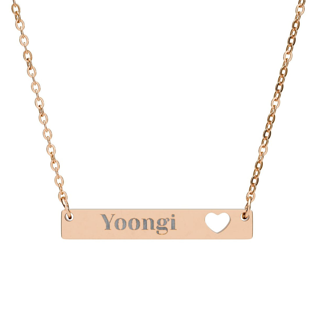 BTS Member Heart-Bar Necklace – Elegant K-Pop Jewelry