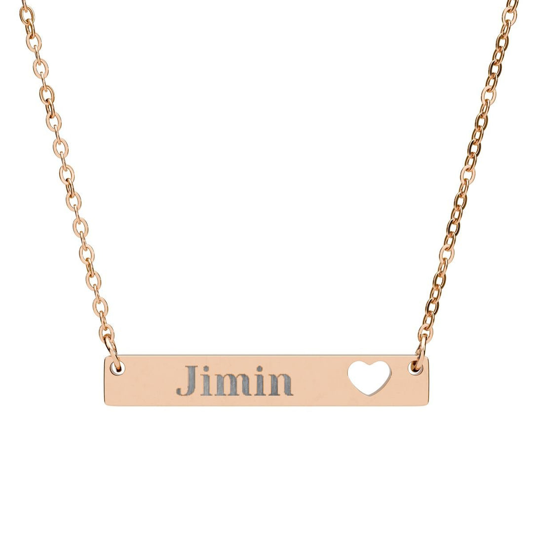 BTS Member Heart-Bar Necklace – Elegant K-Pop Jewelry - SeoulMate