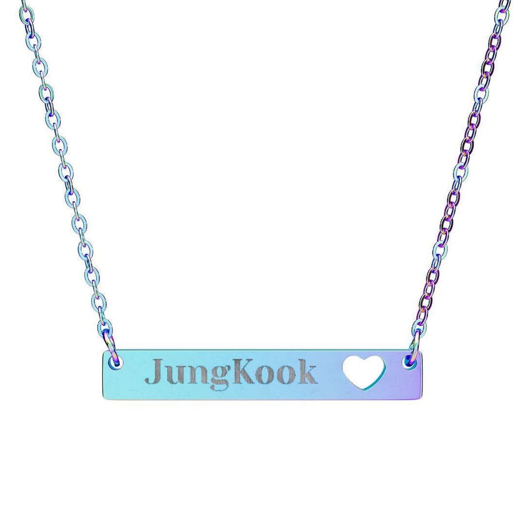 BTS Member Heart-Bar Necklace – Elegant K-Pop Jewelry - SeoulMate