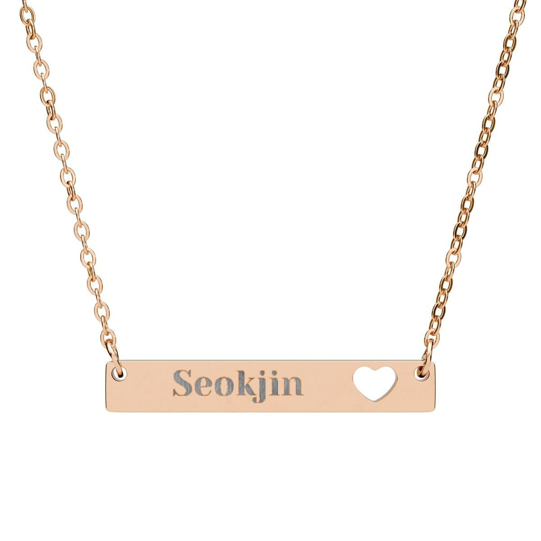 BTS Member Heart-Bar Necklace – Elegant K-Pop Jewelry - SeoulMate
