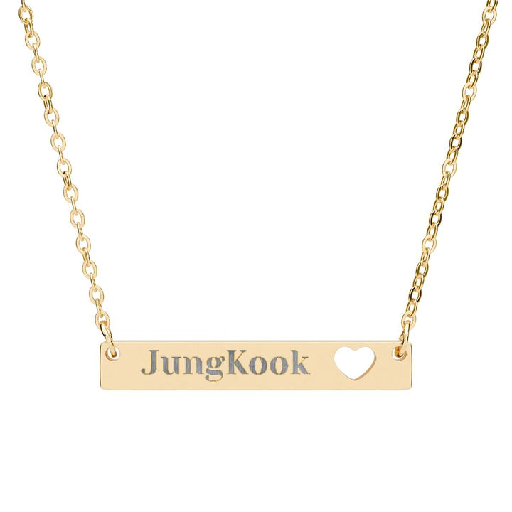 BTS Member Heart-Bar Necklace – Elegant K-Pop Jewelry - SeoulMate
