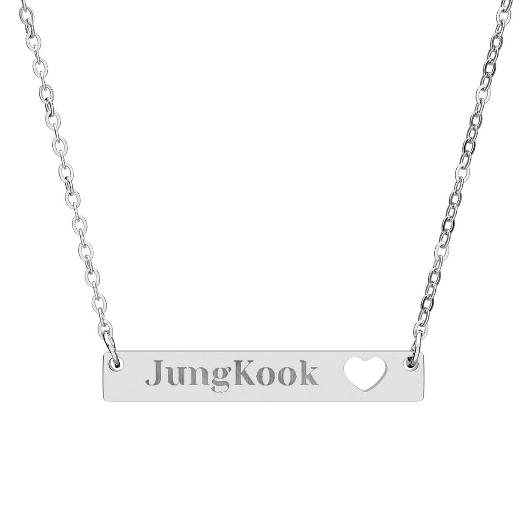 BTS Member Heart-Bar Necklace – Elegant K-Pop Jewelry - SeoulMate