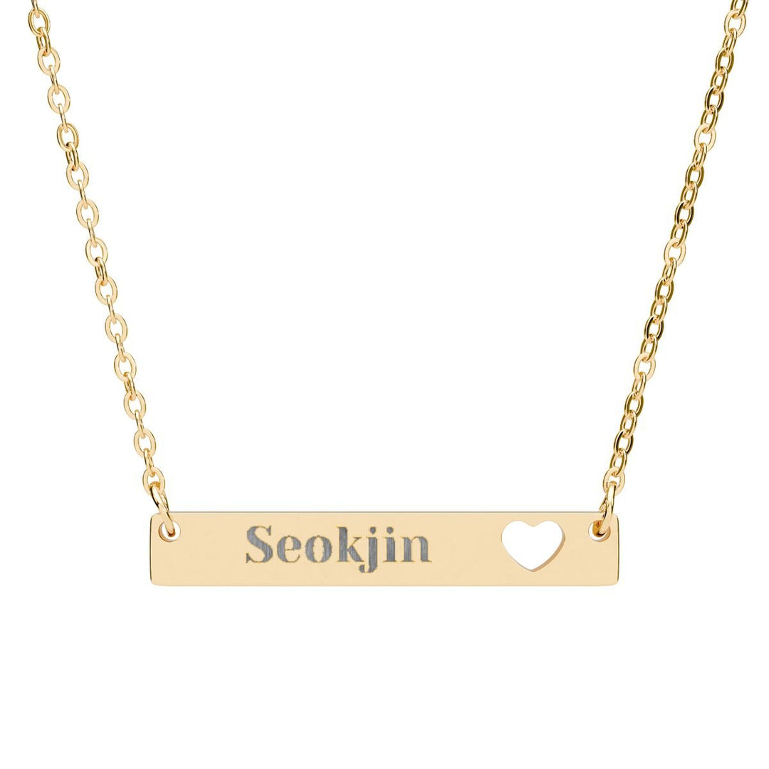 BTS Member Heart-Bar Necklace – Elegant K-Pop Jewelry - SeoulMate