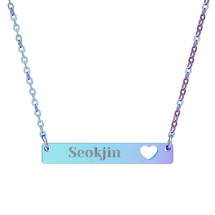 BTS Member Heart-Bar Necklace – Elegant K-Pop Jewelry - SeoulMate