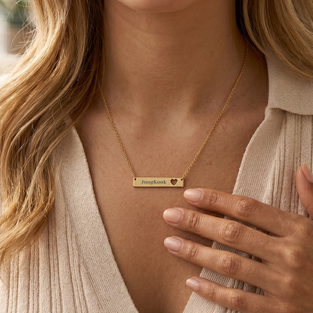 BTS Member Heart-Bar Necklace – Elegant K-Pop Jewelry