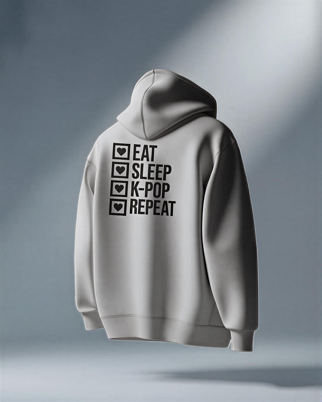 K-Pop Fan Hoodie "Eat, Sleep, K-Pop, Repeat" - Kapuzenpullover für K-Pop-Fans