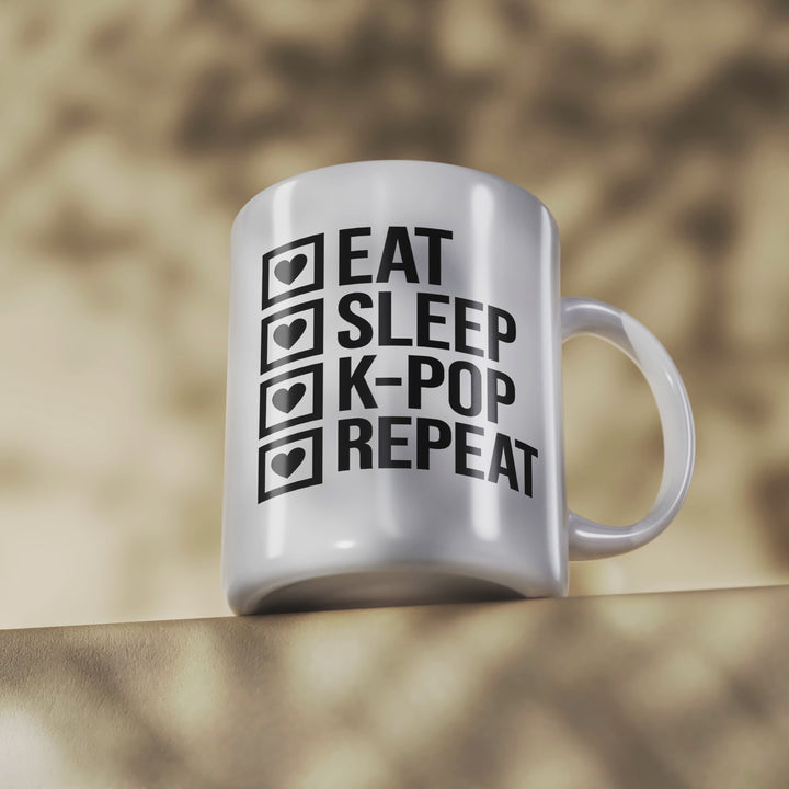 K-Pop-Fan Kaffeetasse "Eat, Sleep, K-Pop, Repeat"