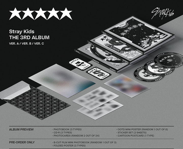 STRAY KIDS - 5-STAR (★★★★★) (3rd Full Album) + FREE Original Photocard