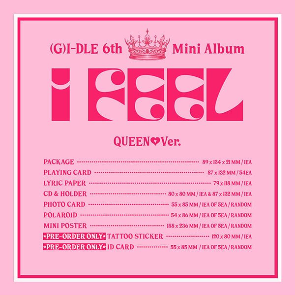 (G)I-DLE - I FEEL (6th Mini-Album) [PRE-ORDER] - Seoul-Mate#version_queen-pink