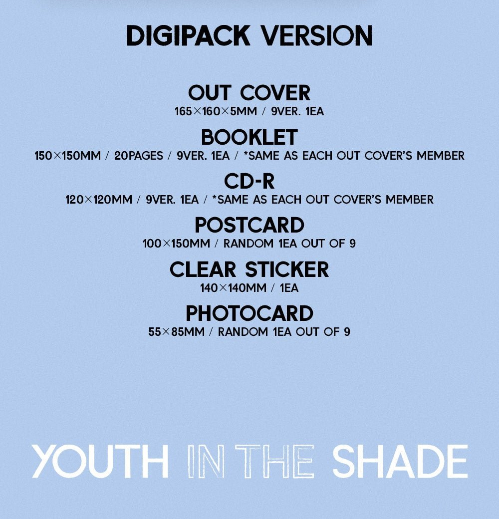 ZEROBASEONE - The 1st Mini Album [YOUTH IN THE SHADE] (Digipack Ver.) - Seoul-Mate