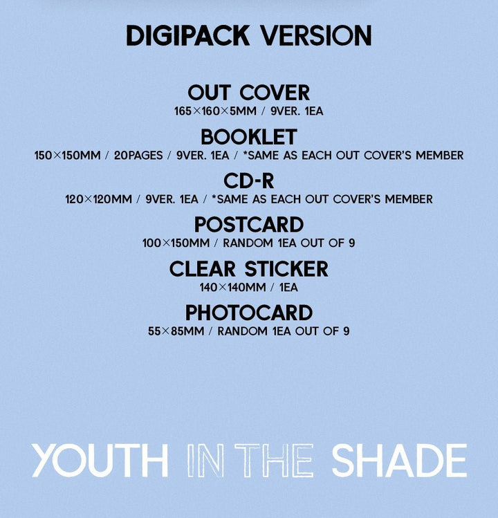 ZEROBASEONE - The 1st Mini Album [YOUTH IN THE SHADE] (Digipack Ver.) - Seoul-Mate